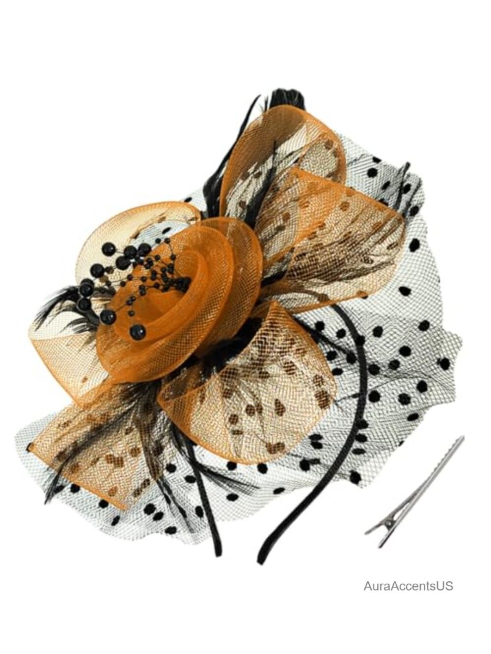 Retro Fascinator Hat Headband Hair Clip Flower Mesh Feather Veil